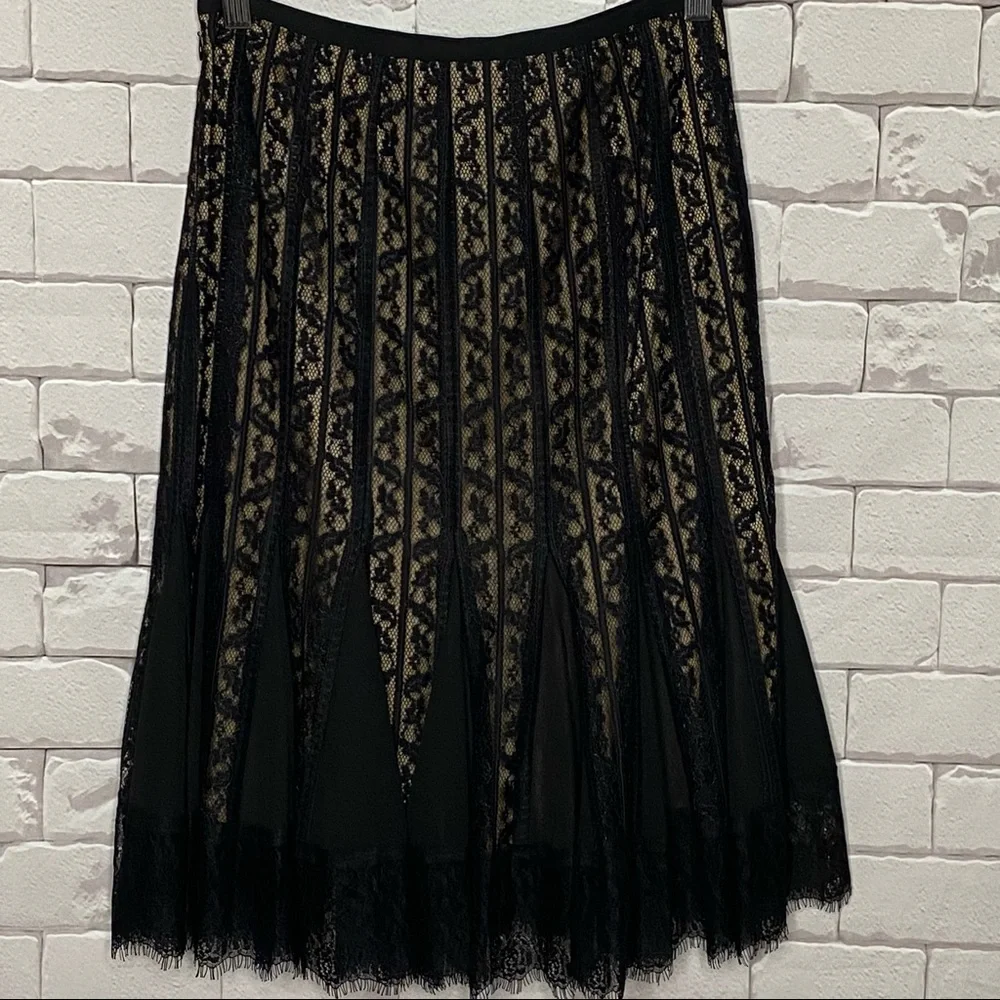 LOFT Petites Black Lace Overlay Skirt Size 0P